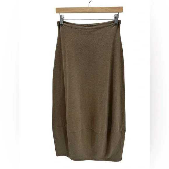 Lilith Brown Cocoon Midi Skirt Lagenlook European Minimalist Art to Wear S - Picture 1 of 7